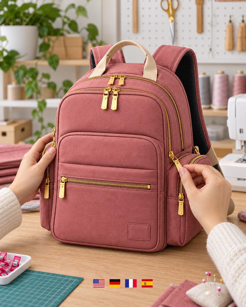 Backpack Sewing Pattern PDF, Multi Pocket Backpack Pattern, A4 A0 ...