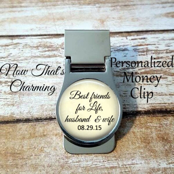 SALE! Personalized Money Clip - Best friends for life, husband and wife - Gift for Groom