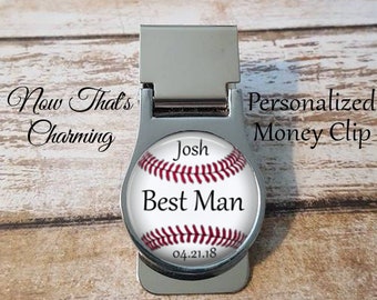 SALE! Money clip for Best Man - Personalized Baseball Money Clip