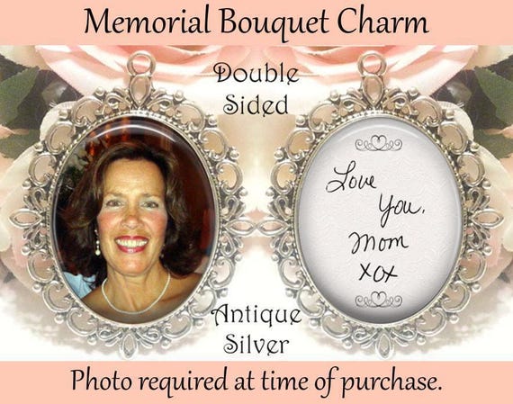 Custom Photo Memorial Bouquet Charm – Double Sided Oval Wedding Keepsake