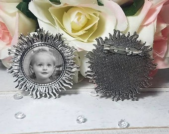 SALE!  Silver Brooch with Photo - Photo Pin - Gift for Grandmother - Mother of the Bride