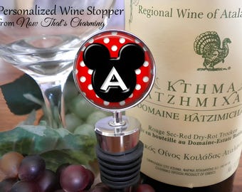 Personalized Mickey Initial Wine Stopper: Custom Bridal Gift