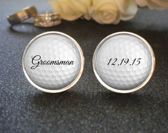 SALE! Golf Ball Cufflinks - Groomsman Cufflinks - Personalized Cuff Links - Gifts for Groom - Wedding Cufflinks