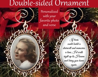 SALE! Memorial Ornament Personalized with Photo - Christmas Ornament - If tears could build a stairwell