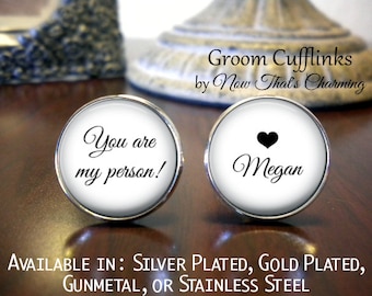 SALE! Groom Cufflinks - Personalized Cufflinks - Wedding Cufflinks - Gift for Groom - You are my person