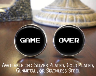 SALE! Game Over Cufflinks - Groomsman Cufflinks - Personalized Cuff Links - Gifts for Groom - Wedding Cufflinks