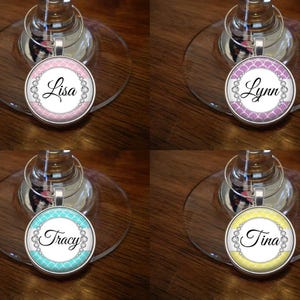 Wine Charms - Set of 4 - Bridal Party Bridesmaid Maid of Honor Bachelorette Party Gift - Wine - Party Favor