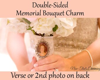 SALE! Memorial Bouquet Charm - Double-Sided Oval - Personalized with Photo and verse of your choice