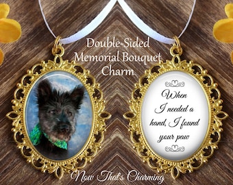 SALE! Memorial Bouquet Charm - Double-Sided Oval - Personalized with Photo - When I needed a hand - Gift for the Bride