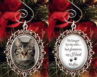 SALE! Personalized Ornament with Photo - Christmas Ornament - No longer by my side but forever in my heart - Pet Ornament