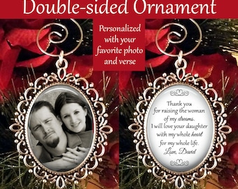 SALE! Personalized Ornament with Photo - Christmas Ornament - Gift for in-laws - Thank you for raising the man/woman of my dreams