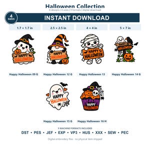 halloween collection Machine Embroidery Bundle | 6 Designs | 4 Sizes | Digital Download