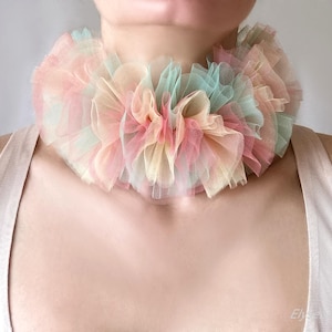 Ballett Tutu Tüll Kragen Pastell Clown Halskrause Regenbogen Halskette Ballerina Flauschige Jester Kragen Zirkus Prop Tanz Festival Cosplay Karneval