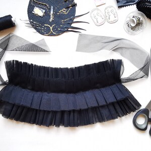 Collar Black Tulle Ruffle Elizabethan High Collar Vampire Neck Ruff ...