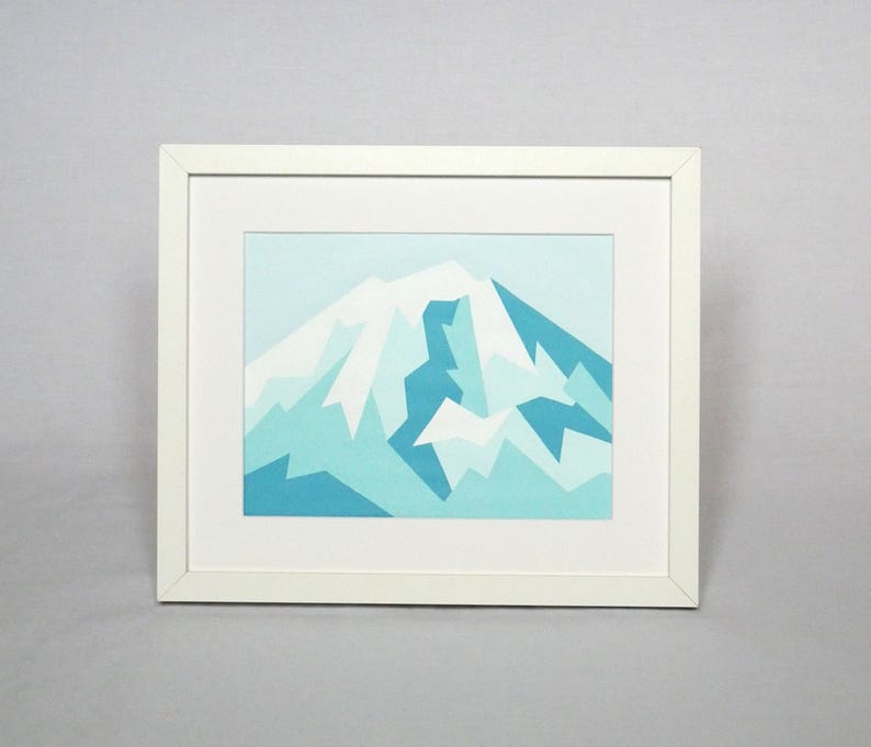 Mount Rainier Painting 7x9 Original Abstract Winter Etsy