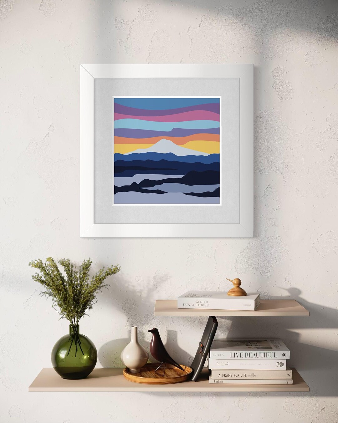 Mount Hood Inversion Art Print 8x8, Mountain Landscape Wall Art, Ski ...