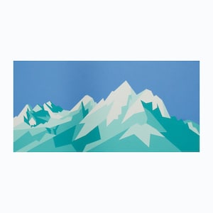 Tetons Mountain Painting – Grand Teton Wall Art, Modern National Park Landscape, Wyoming Wilderness Scene, Cabin Decor, Outdoor Lover Gift