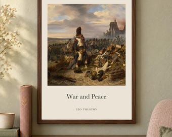 War and Peace Title Print, Leo Tolstoy Literary Wall Art, 12x16 Matte Painting Poster