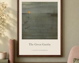 The Great Gatsby Title Print, F. Scott Fitzgerald Literary Wall Art, 12x16 Matte Painting Poster
