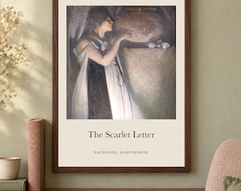 The Scarlet Letter Title Print, Nathaniel Hawthorne Literary Wall Art, 12x16 Matte Painting Poster