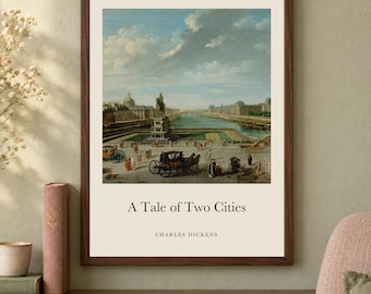A Tale of Two Cities Title Print, Charles Dickens Literary Wall Art, 12x16 Matte Painting Poster