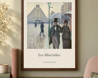 Les Misérables Title Print, Victor Hugo Literary Wall Art, 12x16 Matte Painting Poster