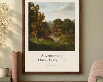 Adventures of Huckleberry Finn Title Print, Mark Twain Literary Wall Art, 12x16 Matte Painting Poster