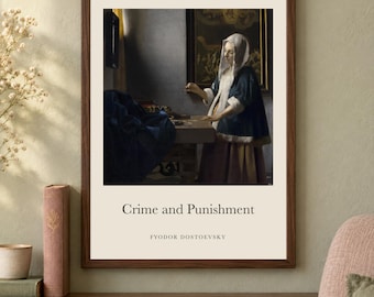 Crime and Punishment Title Print, Fyodor Dostoevsky Literary Wall Art, 12x16 Matte Painting Poster