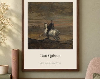 Don Quixote Title Print, Miguel de Cervantes Literary Wall Art, 12x16 Matte Painting Poster