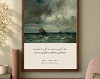 The Count of Monte Cristo Quote Print, Alexandre Dumas Literary Wall Art, 12x16 Matte Painting Poster