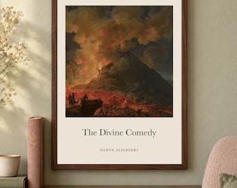 The Divine Comedy Title Print, Dante Alighieri Literary Wall Art, 12x16 Matte Painting Poster