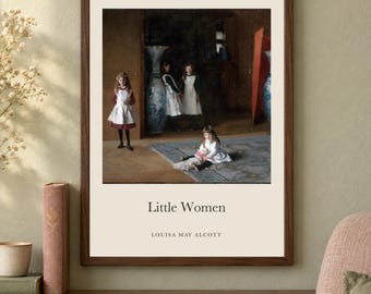 Little Women Title Print, Louisa May Alcott Literary Wall Art, 12x16 Matte Painting Poster