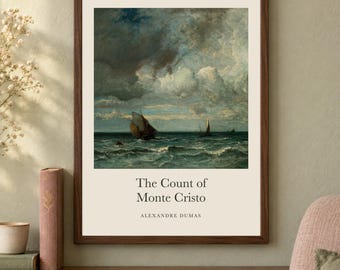 The Count of Monte Cristo Title Print, Alexandre Dumas Literary Wall Art, 12x16 Matte Painting Poster