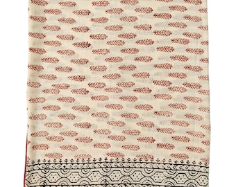Leaf Print Beach Cover Up - Boho Beach Wrap, Rust Red Hand Block Print Sarong, Cotton Pareo Wrap, Indian 44x72 Inch Pareo