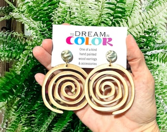 Natural Wood Spiral Earrings