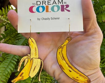 Hand-Painted Banana Statement Earrings
