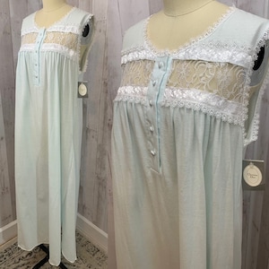 DIOR Vintage 1970s NOS Christian Dior Lingerie~Nightgown Dressing Gown~French Blue S/M
