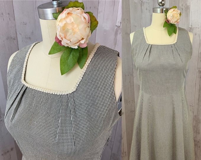 1940s Vintage Frock Seersucker Day Dress~Gray/White Aline Pinup Rockabilly M/L