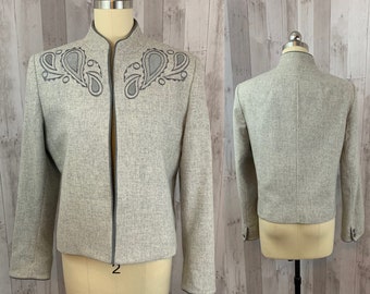 LILLI ANN 1970s Vintage Pale Gray Blazer Jacket M/40B