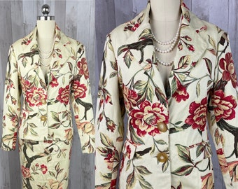 Vintage 2PC Suit Embroidered Tapestry Multiple Color c1980s by Catherine Jane-San Francisco S/M