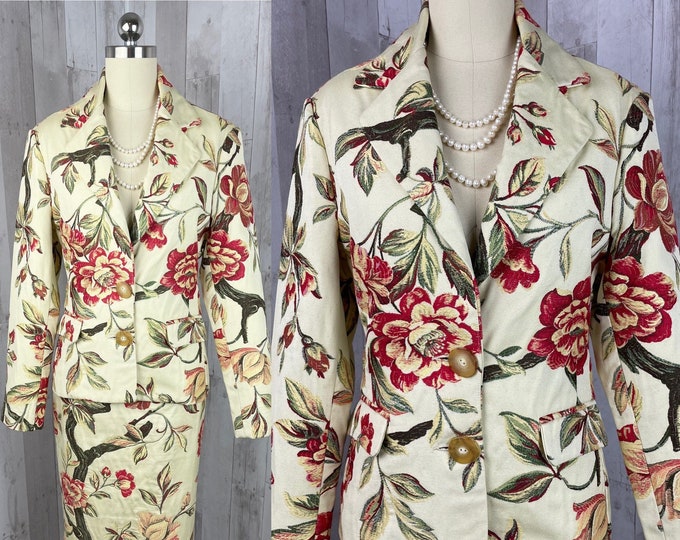 Vintage 2PC Suit Embroidered Tapestry Multiple Color c1980s by Catherine Jane-San Francisco S/M
