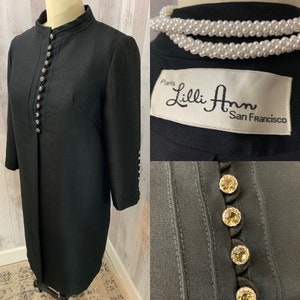 LILLI ANN 1960s Vintage Jet Black Swing Coat M/38 Bust