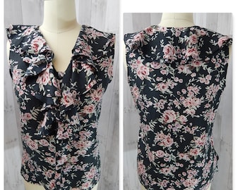Hattie Carnegie NOS Vintage  Silk Floral Blouse/Top/Tank Lrg NEW