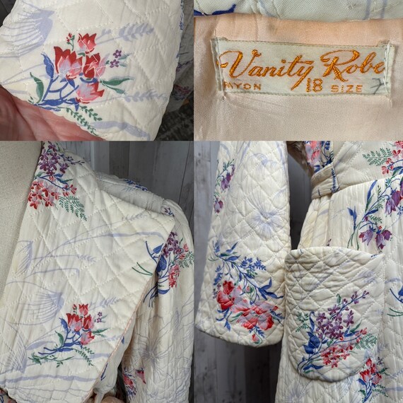 1940s Antique Quilted Dressing  Gown / Robe / Pei… - image 4