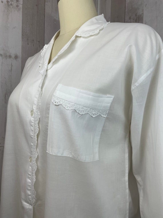 DIOR Vintage 1980s Crisp White Cotton Night Shirt… - image 8