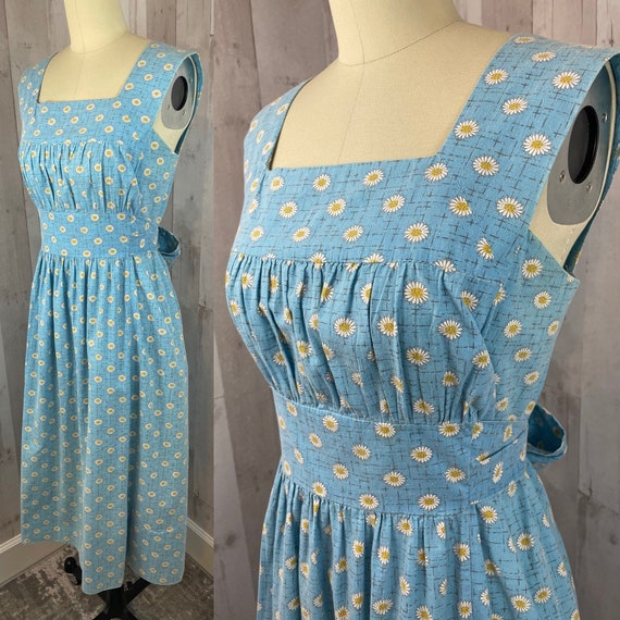 1930s Vintage Frock Blue Cotton Floral Farm Day D… - image 7