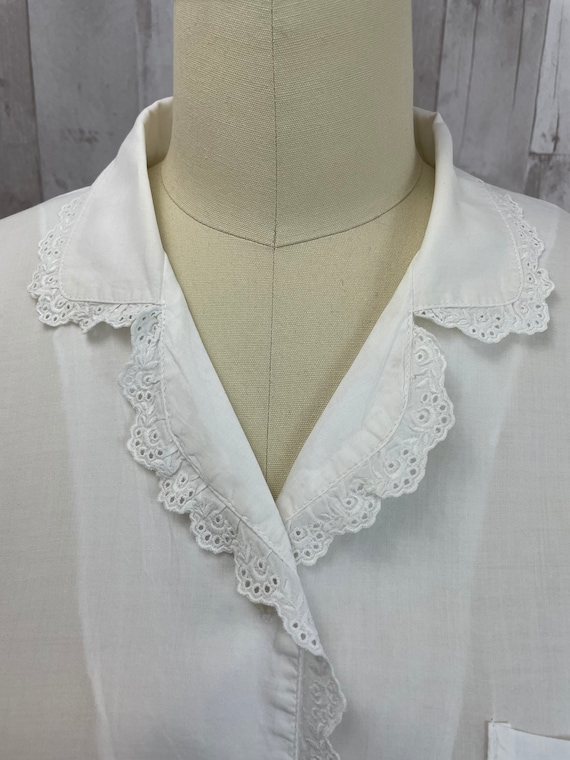 DIOR Vintage 1980s Crisp White Cotton Night Shirt… - image 3