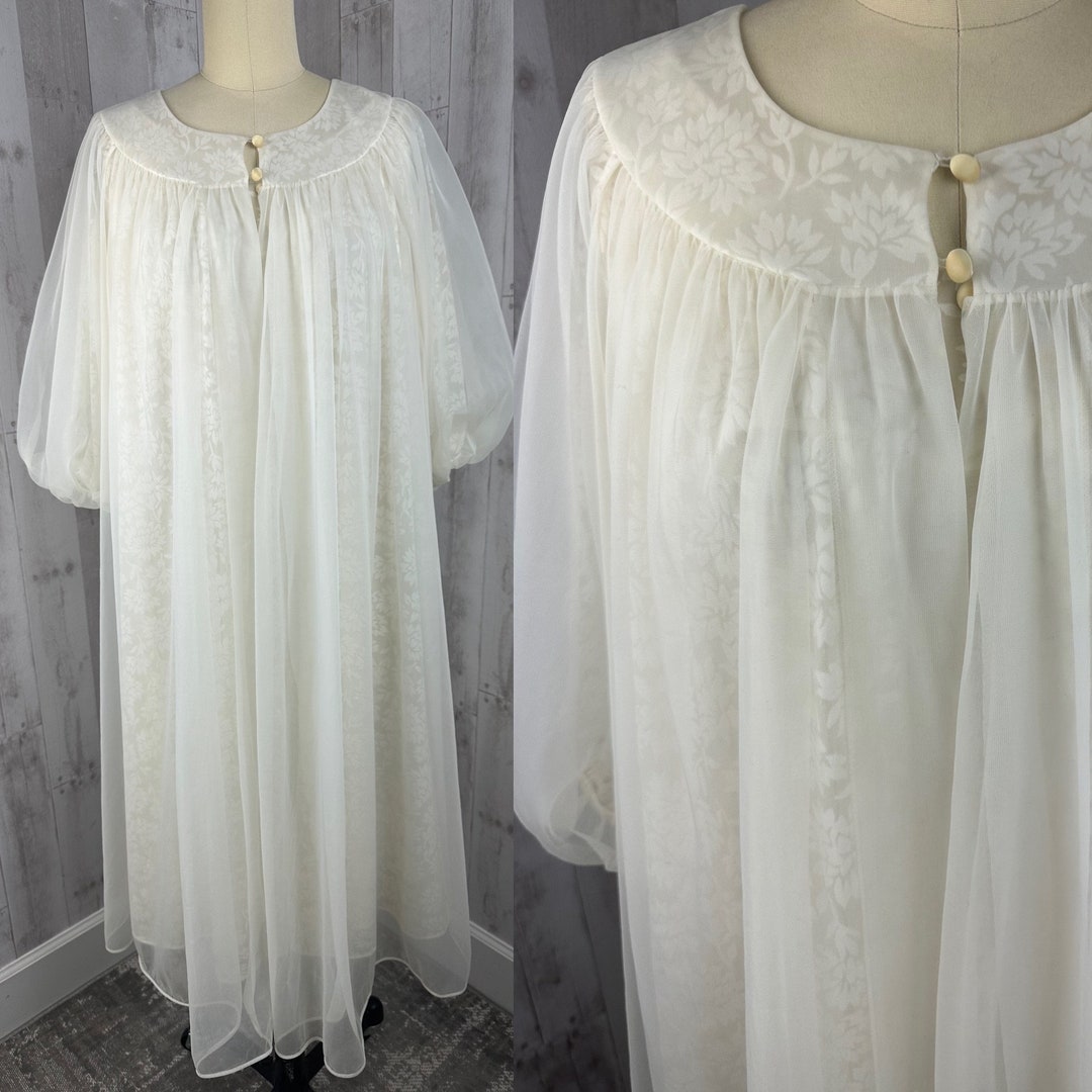 Vintage 1960s Shadowline 2pc Bridal White Negligée & Peignoir Sheer ...