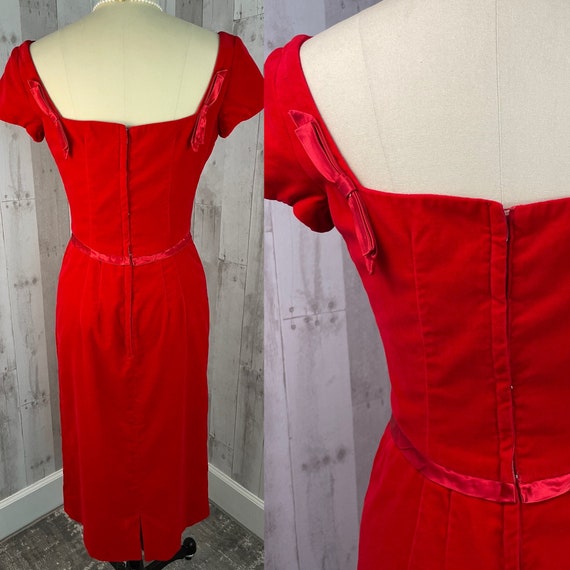 EMMA DOMB 1950s Vintage Cherry Red Velvet w/Satin… - image 7