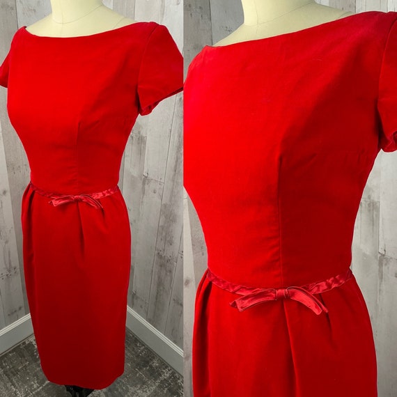 EMMA DOMB 1950s Vintage Cherry Red Velvet w/Satin… - image 3